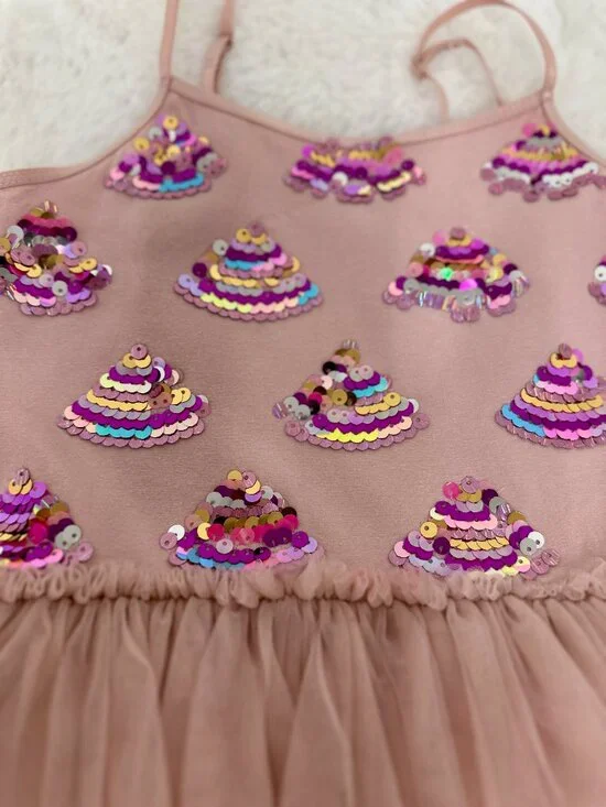Cotton On Kids Girls Sequin Cake Tulle Party Dress - Picture 3 of 9
